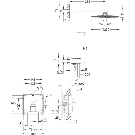 Душевая система для душа с термостатом Grohe Grohtherm Cube 34741000 - 2 Душевая система для душа с термостатом Grohe Grohtherm Cube 34741000 фото 2