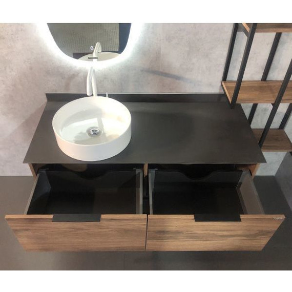 Тумба подвесная с раковиной Comforty Порто 120-1 см, дуб тёмно-коричневый фото 8