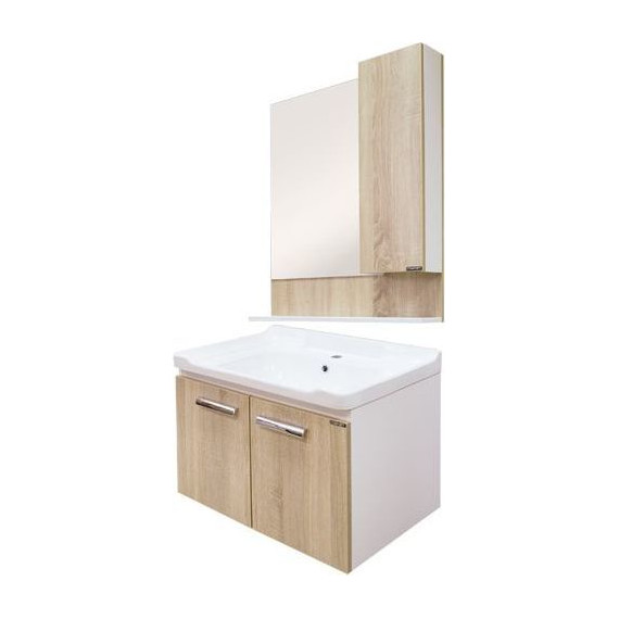 Тумба подвесная с раковиной Comforty Рига 70 см, дуб сонома фото 6