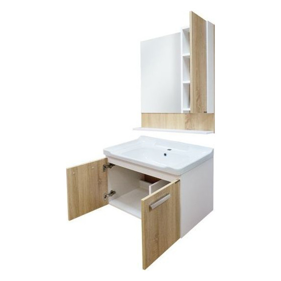 Тумба подвесная с раковиной Comforty Рига 70 см, дуб сонома фото 7