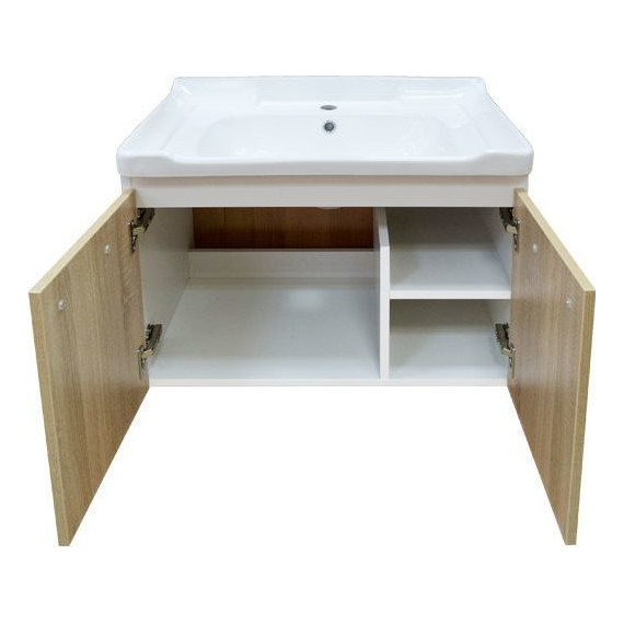 Тумба подвесная с раковиной Comforty Рига 70 см, дуб сонома фото 10