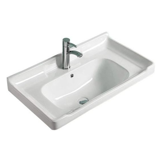 Тумба подвесная с раковиной Comforty Рига 80 см, дуб сонома фото 3