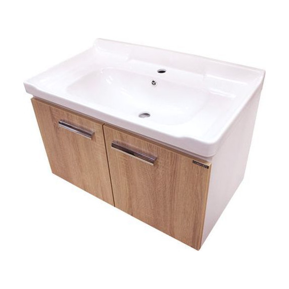 Тумба подвесная с раковиной Comforty Рига 80 см, дуб сонома фото 8