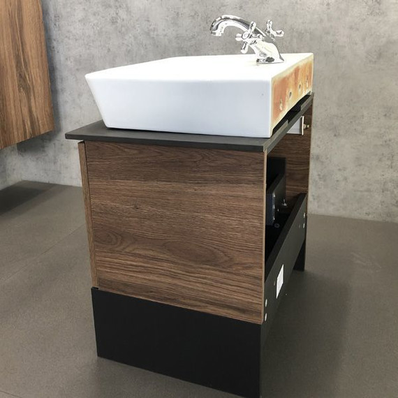 Тумба подвесная с раковиной Comforty Штутгарт 60 см (раковина 9055RA-50), дуб тёмно-коричневый фото 10