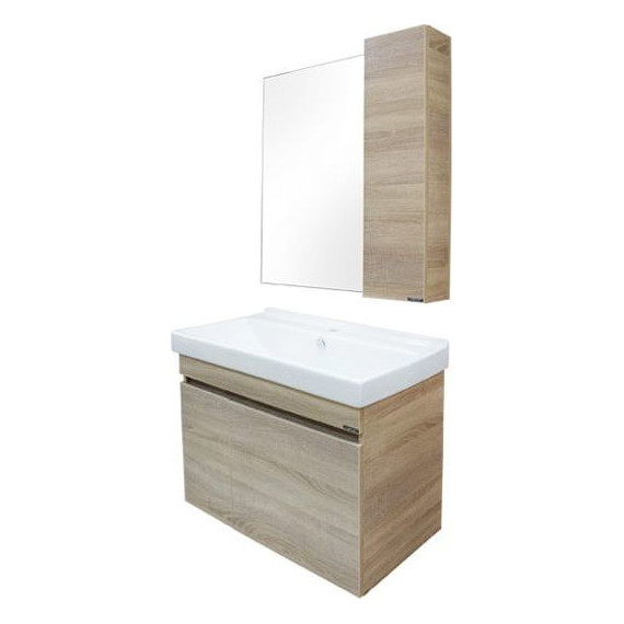 Тумба подвесная с раковиной Comforty Тромсе 80 см, дуб сонома фото 10