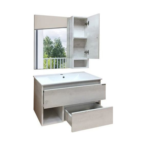 Тумба подвесная с раковиной Comforty Турин 75 см, дуб белый фото 6