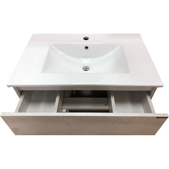 Тумба подвесная с раковиной Comforty Турин 75 см, дуб белый фото 9