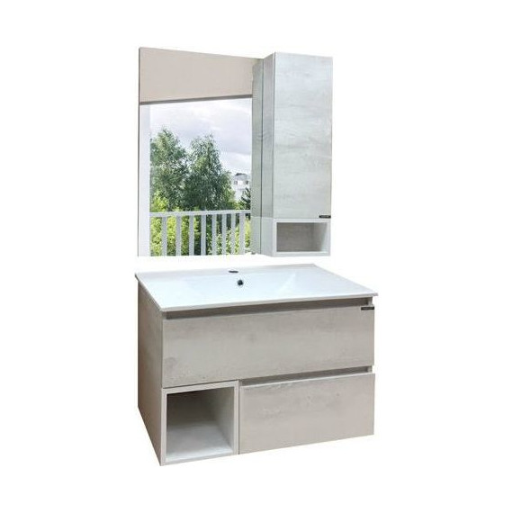 Тумба подвесная с раковиной Comforty Турин 75 см, дуб белый фото 5