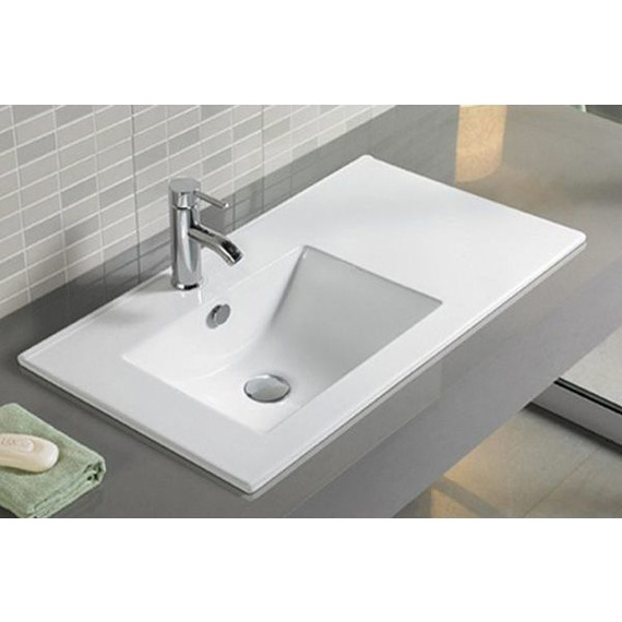 Тумба подвесная с раковиной Comforty Турин 90L см, дуб бежевый фото 5