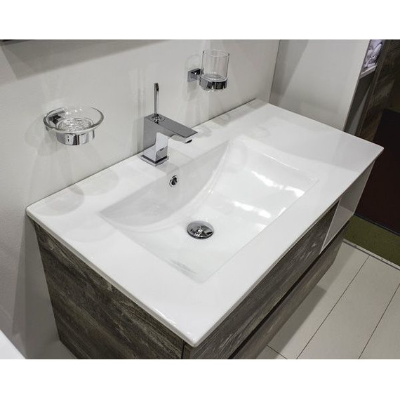 Тумба подвесная с раковиной Comforty Турин 90L см, дуб бежевый фото 6