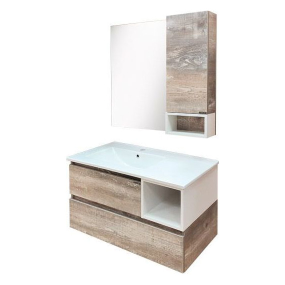 Тумба подвесная с раковиной Comforty Турин 90L см, дуб бежевый фото 8