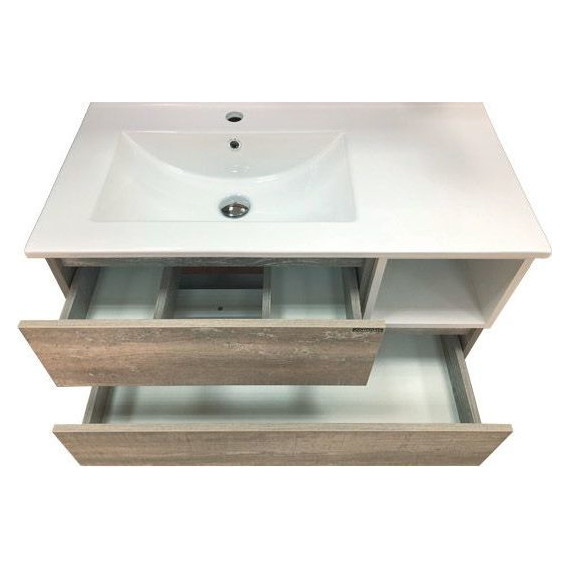 Тумба подвесная с раковиной Comforty Турин 90L см, дуб бежевый фото 10