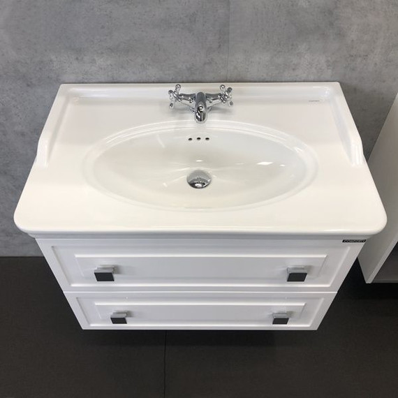 Тумба подвесная с раковиной Comforty Феррара 80 см, белый фото 8