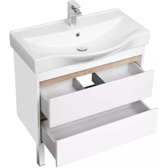 Тумба подвесная с раковиной Акватон Нортон 80 см 1A2489K0NT010, белый/дуб эндгрейн - 8 Тумба подвесная с раковиной Акватон Нортон 80 см 1A2489K0NT010, белый/дуб эндгрейн фото 8