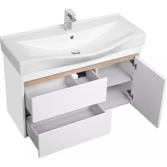 Тумба подвесная с раковиной Акватон Нортон 100 см 1A2490K0NT010, белый/дуб эндгрейн - 6 Тумба подвесная с раковиной Акватон Нортон 100 см 1A2490K0NT010, белый/дуб эндгрейн фото 6