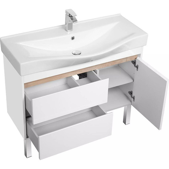 Тумба подвесная с раковиной Акватон Нортон 100 см 1A2490K0NT010, белый/дуб эндгрейн - 5 Тумба подвесная с раковиной Акватон Нортон 100 см 1A2490K0NT010, белый/дуб эндгрейн фото 5