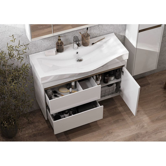 Тумба подвесная с раковиной Акватон Нортон 100 см 1A2490K0NT010, белый/дуб эндгрейн - 7 Тумба подвесная с раковиной Акватон Нортон 100 см 1A2490K0NT010, белый/дуб эндгрейн фото 7