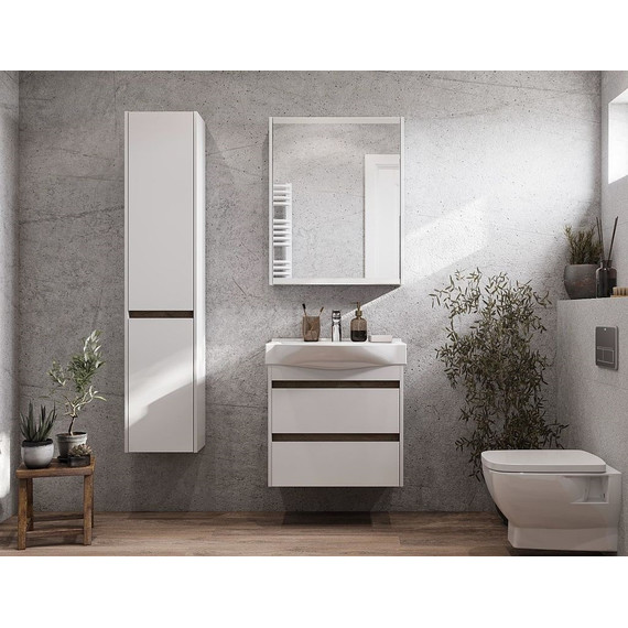 Пенал подвесной Акватон Нортон 34 см 1A249403NT01L, белый/дуб эндгрейн фото 6