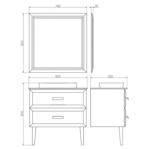 Зеркало Comforty Империя 80 см, белый фото 4