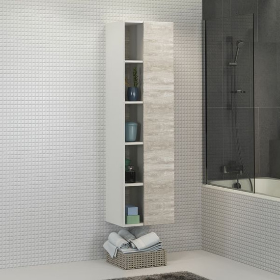 Пенал подвесной Comforty Прага 45 см, дуб белый - 3 Пенал подвесной Comforty Прага 45 см, дуб белый фото 3