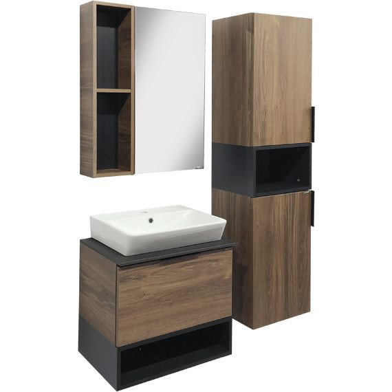 Пенал подвесной Comforty Штутгарт 40 см, дуб тёмно-коричневый - 10 Пенал подвесной Comforty Штутгарт 40 см, дуб тёмно-коричневый фото 10