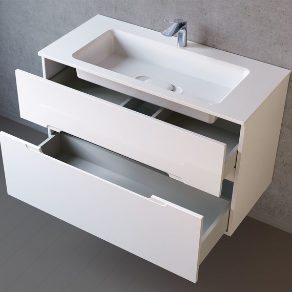 Тумба подвесная с раковиной Jorno Modul 100 см Mоl.01.97/P/W, белый фото 
