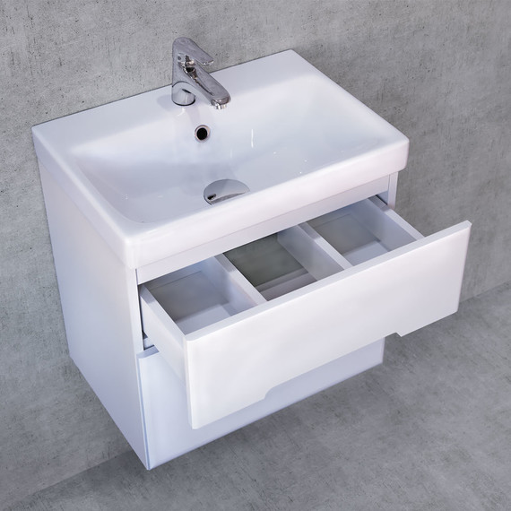 Тумба подвесная с раковиной Jorno Moduo Slim 50 см Mod.01.50/P/W, белый фото 