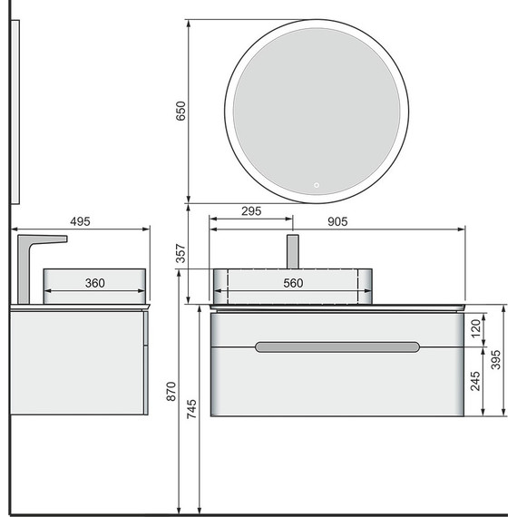 Зеркало Jorno Shine 65 см Shi.02.65/W фото 6