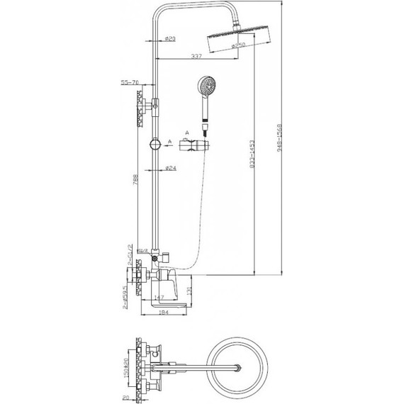 Душевая стойка BelBagno ANCONA-VSCM-CRM фото 2