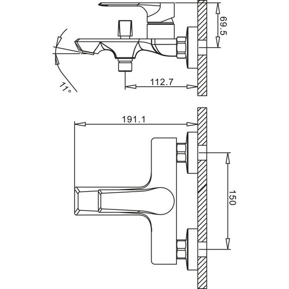 Смеситель для ванны BelBagno Bocco BOC-VASM-CRM фото 2