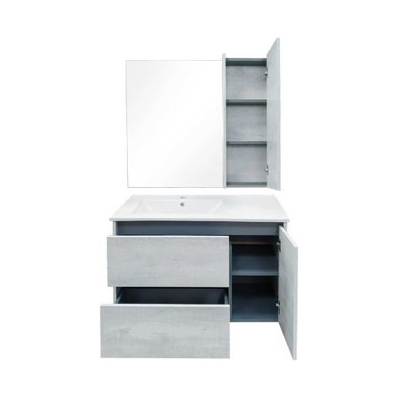 Зеркало-шкаф Comforty Бремен 90 см, дуб белый фото 6