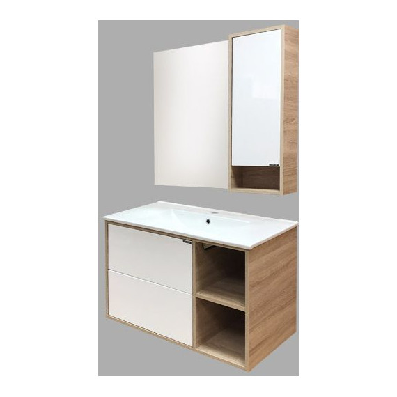 Зеркало-шкаф Comforty Гамбург 90 см, дуб сонома - 6 Зеркало-шкаф Comforty Гамбург 90 см, дуб сонома фото 6