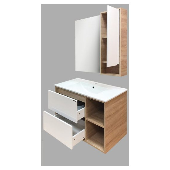 Зеркало-шкаф Comforty Гамбург 90 см, дуб сонома - 7 Зеркало-шкаф Comforty Гамбург 90 см, дуб сонома фото 7