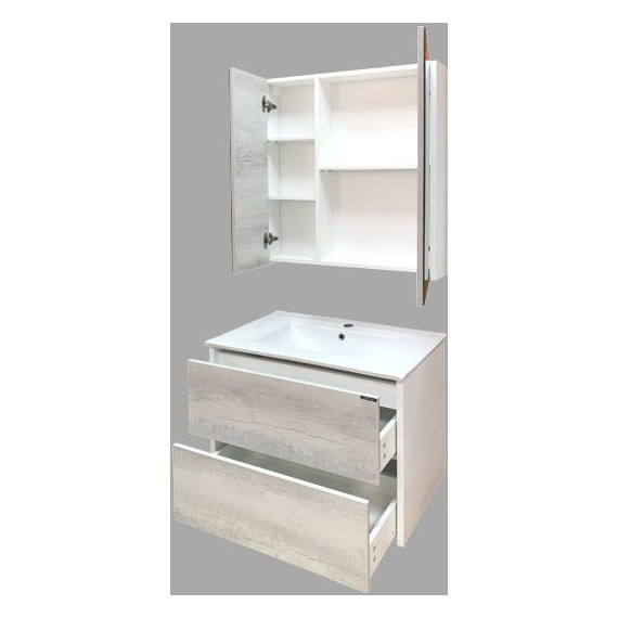 Зеркало-шкаф Comforty Женева 75 см, дуб белый - 6 Зеркало-шкаф Comforty Женева 75 см, дуб белый фото 6