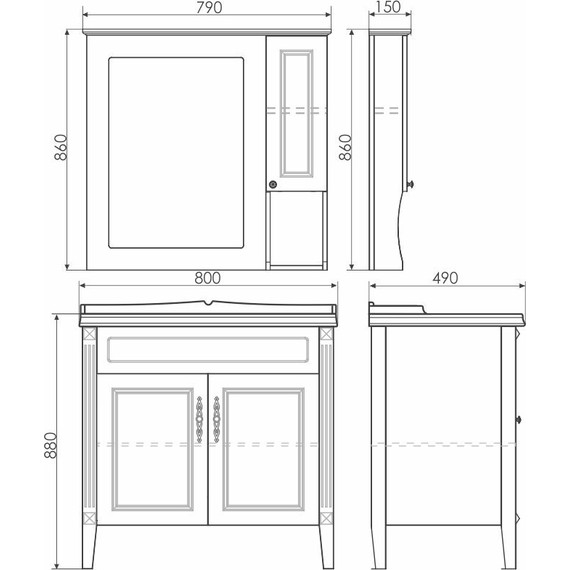 Зеркало-шкаф Comforty Палермо 80 см, белый - 7 Зеркало-шкаф Comforty Палермо 80 см, белый фото 7