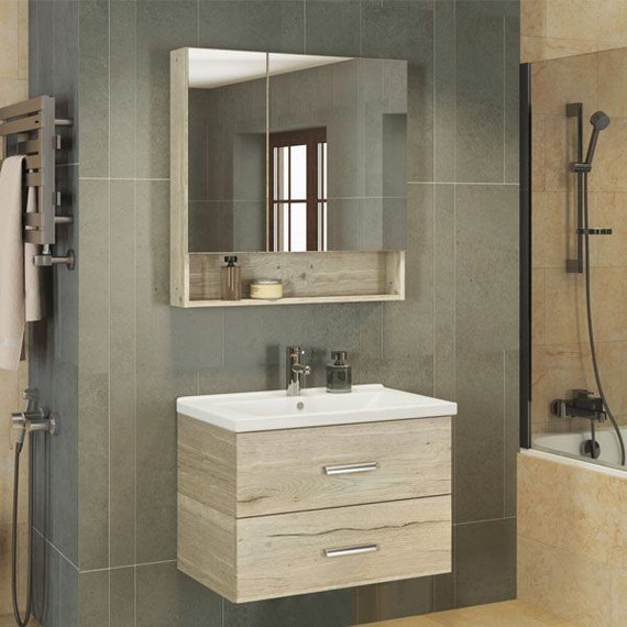 Зеркало-шкаф Comforty Парма 80 см, дуб дымчатый фото 3