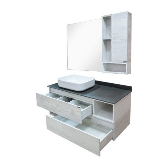 Зеркало-шкаф Comforty Прага 120 см, дуб белый фото 4