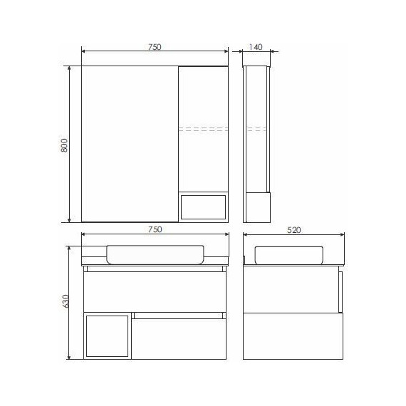 Зеркало-шкаф Comforty Прага 75 см, дуб белый фото 6