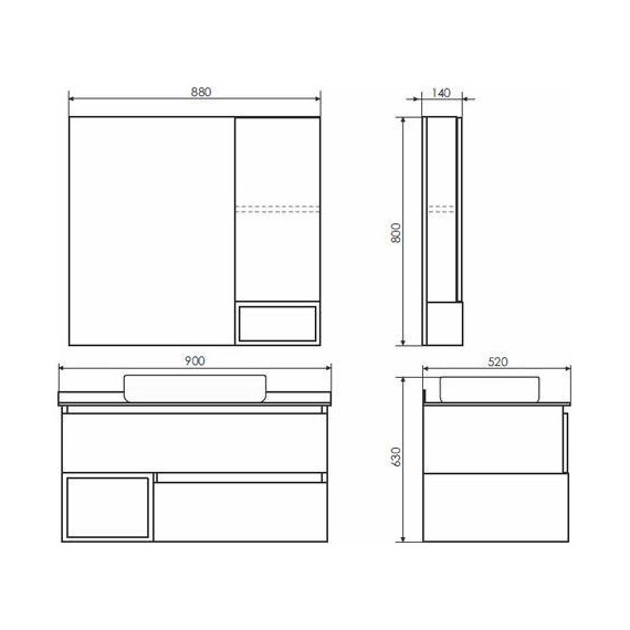 Зеркало-шкаф Comforty Прага 90 см, дуб белый фото 5