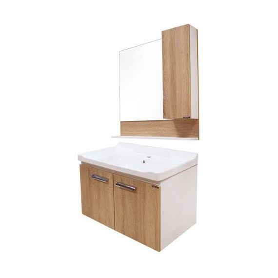 Зеркало-шкаф Comforty Рига 80 см, дуб сонома фото 4