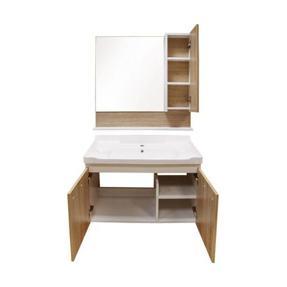 Зеркало-шкаф Comforty Рига 80 см, дуб сонома фото 5