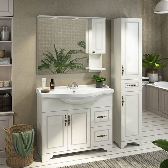 Зеркало-шкаф Comforty Севилья 100 см, слоновая кость - 3 Зеркало-шкаф Comforty Севилья 100 см, слоновая кость фото 3