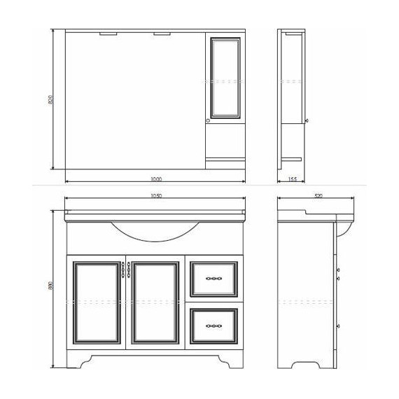 Зеркало-шкаф Comforty Севилья 100 см, слоновая кость - 6 Зеркало-шкаф Comforty Севилья 100 см, слоновая кость фото 6