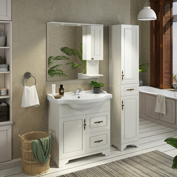 Зеркало-шкаф Comforty Севилья 85 см, слоновая кость - 4 Зеркало-шкаф Comforty Севилья 85 см, слоновая кость фото 4