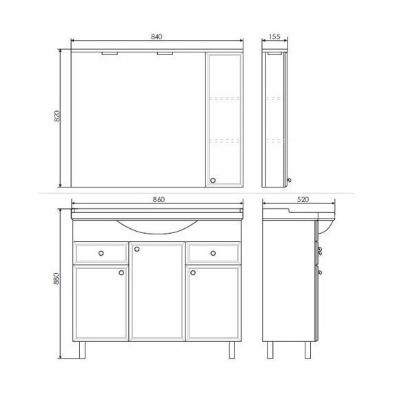 Зеркало-шкаф Comforty Сочи 85 см, белый - 7 Зеркало-шкаф Comforty Сочи 85 см, белый фото 7