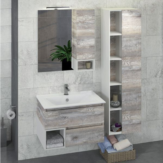 Зеркало-шкаф Comforty Турин 75 см, дуб бежевый фото 2