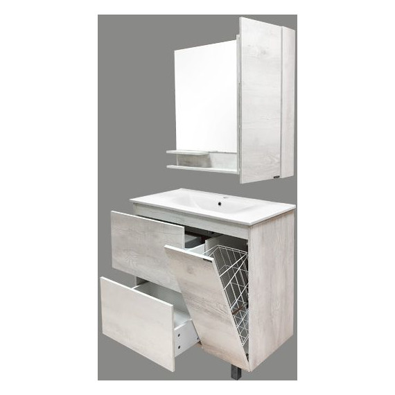 Зеркало-шкаф Comforty Верона 90 см, дуб белый - 6 Зеркало-шкаф Comforty Верона 90 см, дуб белый фото 6