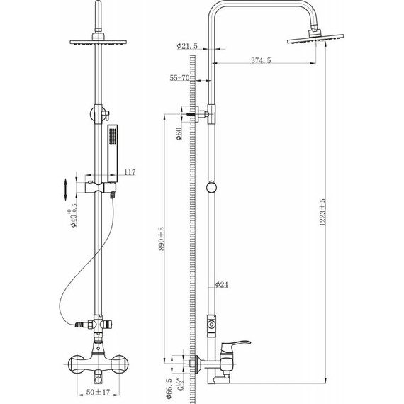 Душевая стойка BelBagno Trula TRU-DOC-CRM - 2 Душевая стойка BelBagno Trula TRU-DOC-CRM фото 2