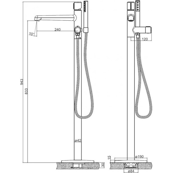 Смеситель для ванны BelBagno UNO-FMT-CRM, Цвет производителя: хром фото 2