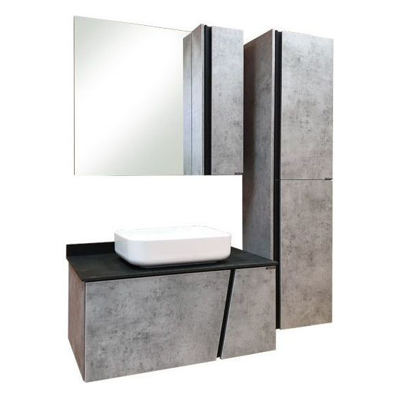 Зеркало-шкаф Comforty Эдинбург 90 см, бетон светлый - 5 Зеркало-шкаф Comforty Эдинбург 90 см, бетон светлый фото 5